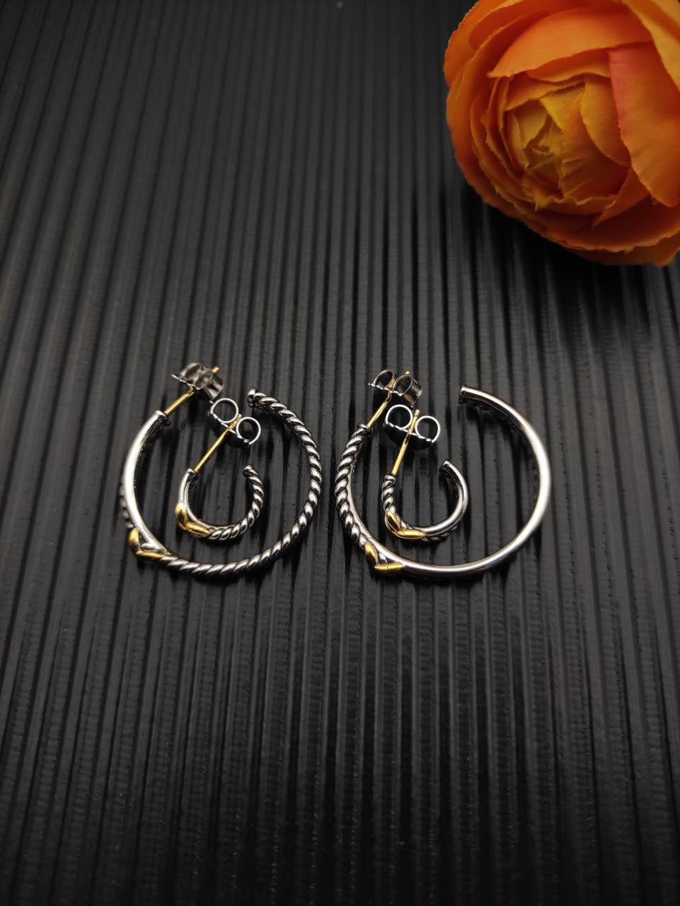 David Yurman Elsa Peretti® Sterling Silver and 18K Yellow Gold X Earrings